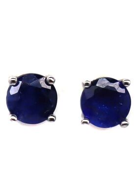 Stunning Natural Blue Sapphire round .60CT Stud Earrings 925 Sterling Silver